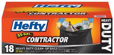 Reynolds Consumer Products E2-5520 Contractor Trash Bags, Heavy Duty, Gray, 55-Gal, 18-Ct. - Quantity 4