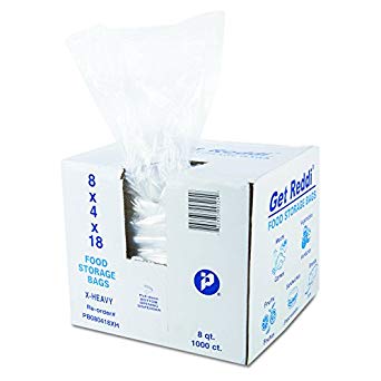 Inteplast Group PB080418XH Food and Utility Bags, 8 x 4 x 18, 8-Quart, 1.20 Mil, Clear (Case of 1000)