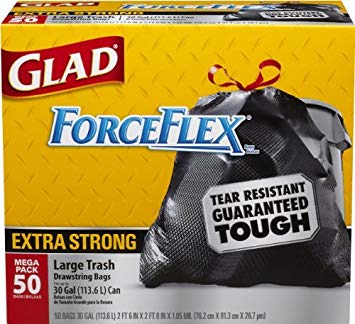 Glad ForceFlex Extra Strong Outdoor Drawstring Large Trash Bags, 30 Gallon, 150 Coun (9qjsNpM)