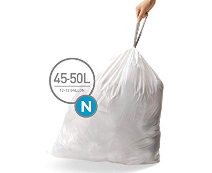 simplehuman BULK VALUE PACK Code N Custom Fit Trash Can Liner 45-50 L / 12-13 Gallon, 200 Pack