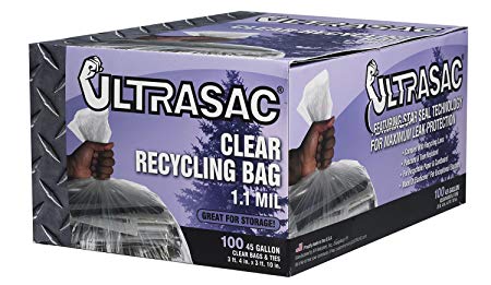 Aluf Plastics 719956 Ultrasac Heavy Duty Professional Quality Recycling Trash Bag, 45 Gallon Capacity, 46