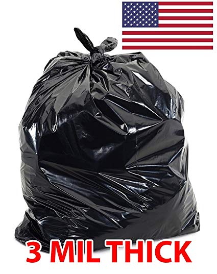 55 Gallon Trash Bags 3 MIL thick, Large Contractor Heavy Duty Garbage Bag, Extra Large Trash Can Liner Bags, 36x52 55gal 3mil (25)
