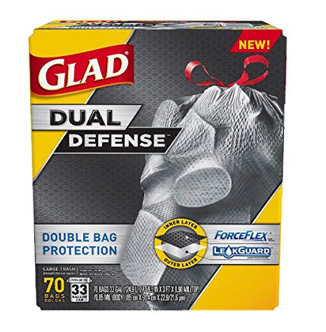 Glad ForceFlex Dual Defense Large Drawstring Trash Bags (33 gal., 70 ct.)