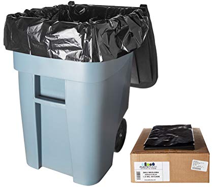 Plasticplace Trash Bags, 65 Gallon, 50 Bags, Black
