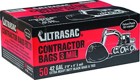 UltraSac Contractor Bags Value 50 Pack, 42 Gallon, 2'9