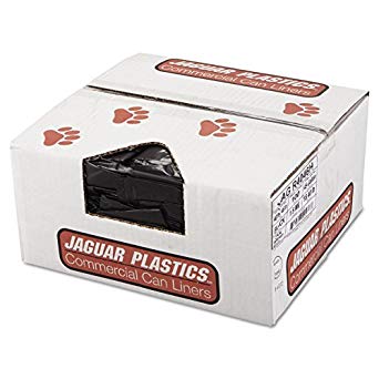 Jaguar Plastics R4046H Repro Low-Density Can Liners, 1.5 Mil, 40w x 46h, Black, Roll of 10 Bags (Case of 10 Rolls)
