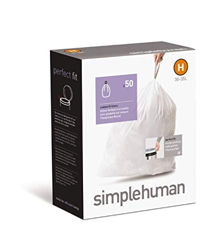 simplehuman Custom Fit Trash Can Liner H, 30-35 L / 8-9 Gal, 50-Count Box