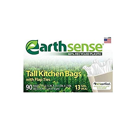 Webster Earthsense Recycled Can Liners, 13 Gallons, White, 90 Bags/Box (GES6K90) - Pack of 3