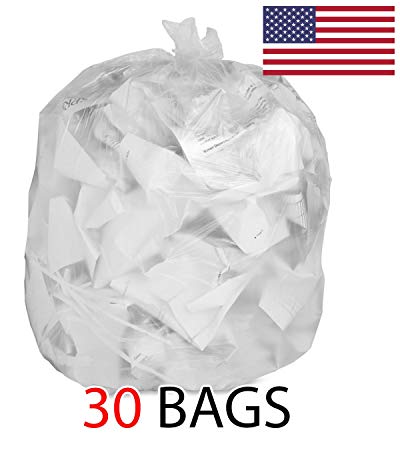 Ox Plastics 39 Gallon Recycle Trash Bags, 32 X 37, 1.5 mil Strength, MADE IN USA (30, Clear)