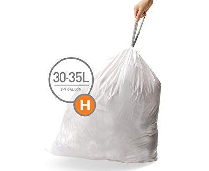 simplehuman BULK VALUE PACK Code H Custom Fit Trash Can Liner 30-35 L / 8-9 Gallon, 200 Pack
