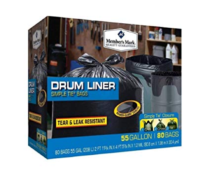 Members Mark Convenient Simple Tie Closure Simple Tie Trash Bags ,80 ct ,55 Gallon ,More leak- and tear-resistant than ever before