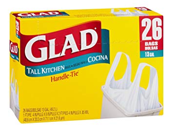 Glad 13 Gal. Handle-Tie Garbage Bags 26 ct (Pack of 9)