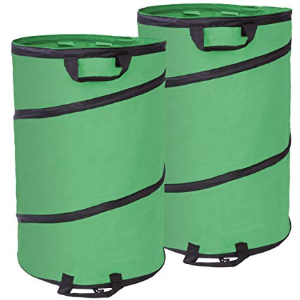 Garden Bag 2 Pack - 32 Gallon Lightweight Reusable Popup Yard & Garden Leaf, Laundry, Tool, Storage or Trash Bag | Collapsible For Easy Storage