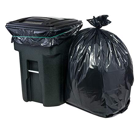 Plasticplace 95 Gal Trash bags, Black, 2 Mil, 61x68, 25 Bags per Case