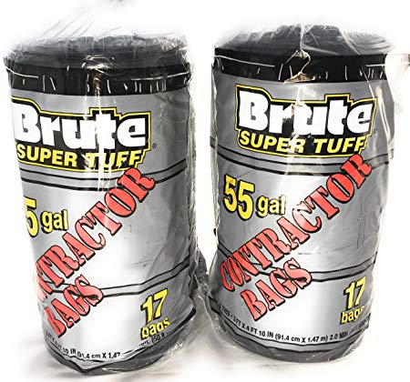 Brute Super Tuff 55 Gallon Contractor Bags - Black (2Pack)
