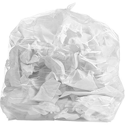 PlasticMill 40-45 Gallon, Clear, 1.5 Mil, 40x46, 100 Bags/Case, Garbage Bags/Trash Can Liners.