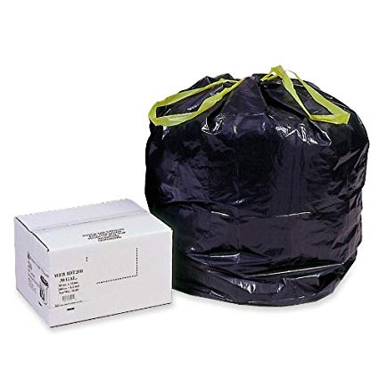 Draw 'n Tie Heavy-Duty Bags, Hexene Resin, 30 Gallons, 1.2 Milliliters, 30 1/2 x 34, Black, 200/Box (1DT200)