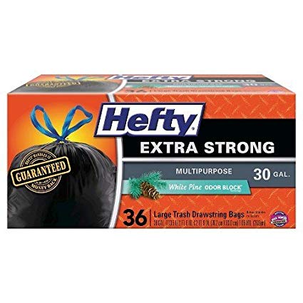 Hefty Extra Strong White Pine Scent Drawstring Trash Bags 30 Gallon 36 ct