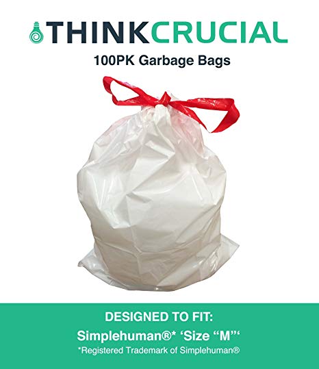 Think Crucial 100PK Durable Garbage Bags Fit simplehuman ‘size “M”‘, 45L / 12 Gallon