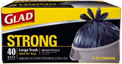 Glad Strong Large Trash Quick-Tie Garbage Bags, 30 Gallon, 40-Count (Pack of 4) Product Shot
