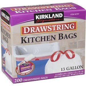 Kirkland Signature New All New Mega Package Drawstring Kitchen Trash Bags - 13 Gallon - 400 Bags ((13 Gallon Value Pack))