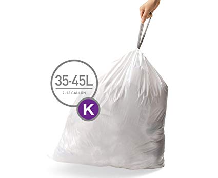 simplehuman BULK VALUE PACK Code K Custom Fit Trash Can Liner 35-45 L / 9-12 Gallon, 200 Pack